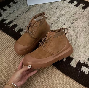 All inclusive anti collision thick soled lace up high top <b>boot</b> with thick wool lining outdoor cold resistant and warm short <b>boot</b> - Product Image 4