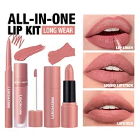 Fabricant professionnel de produits de beauté pour les lèvres, ensemble de rouge à lèvres mat à six couleurs LANGMANNI, imperméable et tendance, pour le maquillage quotidien