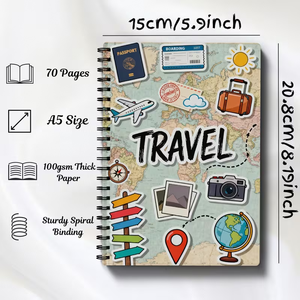 Journal de <span class=keywords><strong>voyage</strong></span> vintage - Design carte du monde avec Paris, <span class=keywords><strong>New</strong></span> <span class=keywords><strong>York</strong></span>, Londres, Tokyo, Rome, Sydney, Dubaï, Bangkok, Istanbul - Product Image 6