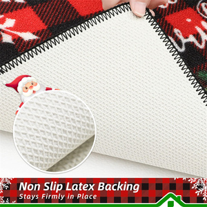 Alfombras de cocina de copo de nieve a cuadros de búfalo rojo, alfombrillas de cocina lavables antideslizantes, juego de alfombras de cocina de <span class=keywords><strong>Navidad</strong></span> de 2 uds - Product Image 4