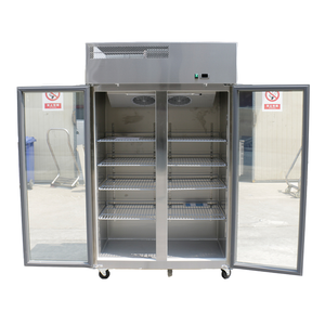 Commercial Kitchen Double Glass Door Upright <b>Freezer</b> Stainless Steel Air Cooling Digital Control Automatic Defrost GA0.5S2R Stai - Product Image 1
