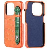 Étui de luxe en cuir de crocodile PU avec sangle étui en cuir de couleur contrastée pour iPhone 15 Pro Max étui de téléphone portable