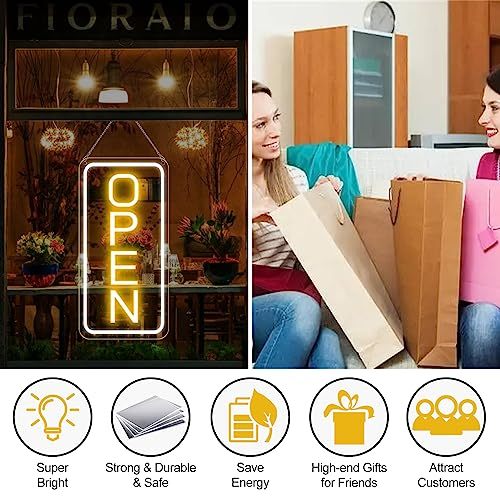 22.8"x 11.8" Ultra Bright 12V Neon Open Sign for Business, LED Open Neon Sign, Electric Light up Signs for Stores, Restaurants · image 2