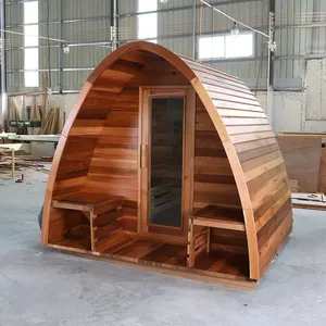 Sauna de madera de cedro rojo canadiense, sauna de vapor al aire libre, madera de cedro, 2 habitaciones