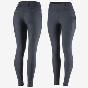 Collants d'équitation en Silicone taille haute bicolore, Leggings d'équitation pour femmes noir/gris gris/bordeaux - Product Image 6