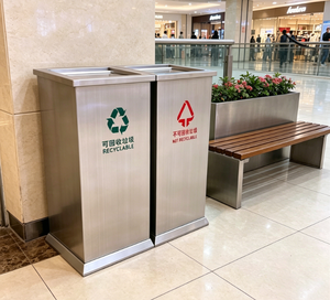 Modern Stainless Steel Indoor Trash Can With Dual Removable Inner Liners <strong>Double</strong> <strong>Compartment</strong> Waste <strong>Bin</strong> for Cleaning - Product Image 2
