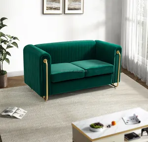 Difusor de sofás de luxo, sala de estar 2 lugares esmeralda verde sofás