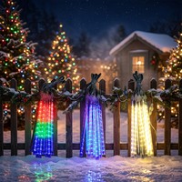 Luces LED de Cortina con Efecto Lluvia de Meteoros para Navidad, Alimentación por CA, Recargables, Impermeables IP44, 30cm, 8 Tubos de Plástico, Luces Decorativas para Exteriores