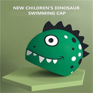 Çocuklar için Yüksek Esneklikte Silikon Su Geçirmez Pürüzsüz Dinozor Şeklinde Sevimli Hayvan Şekilli Yüzme Bonesi - Product Image 5