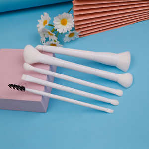 แปรงแต่งหน้าวีแกนสีขาวสองหัว สำหรับรองพื้น แป้งฝุ่น อายแชโดว์ ชุดแปรงสองหัว คุณภาพระดั<span class=keywords><strong>บ</strong></span>มืออาชีพ ปราศจากการทดลองกับสัตว์ - Product Image 3