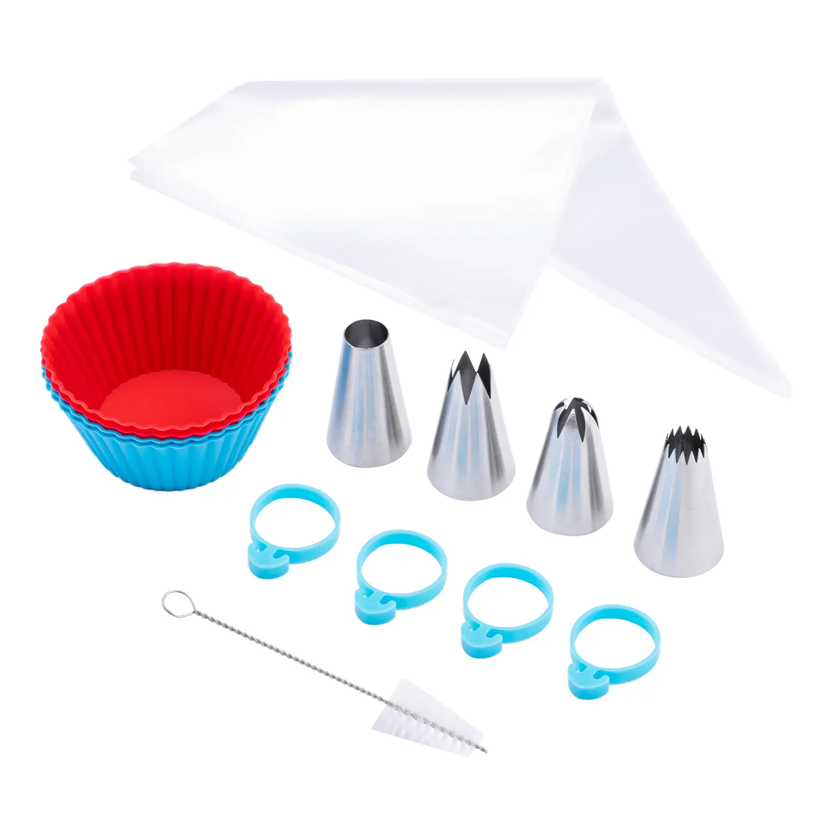21pcs Stainless Steel Piping Tips And Disposable PE Pastry Bag Set Baking Cake Decorating Accessories