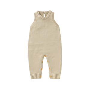 Mimixiong personnalisé en gros vêtements pour tout-petits couleur unie nouveau-né bébé tricoté sans manches barboteuse vêtements en tricot pour garçons filles - Product Image 6