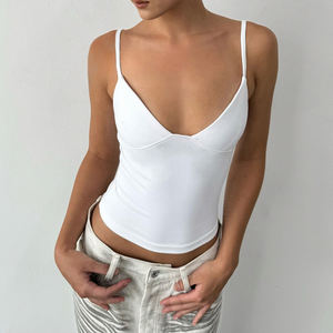 Camiseta sin Mangas Básica de Color Sólido con Cuello en V y Corte Ajustado para Mujer, Camiseta sin Mangas Informal de Verano, Camiseta sin Mangas de Moda Minimalista - Product Image 6