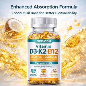 Cápsulas Blandas Diarias de Vitamina D3 K2 B12 con 250 Mcg 10000 UI MK7 200mcg, Aceite de Coco, Suplementos para la Salud para Adultos, Multivitamínico - Product Image 6