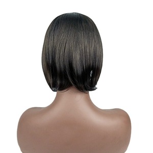 Perruque Courte Droite Bob Synthétique Sans Lacet, Entièrement Faite à la Machine, Double Trame, Tendance, Nouvelle Collection UMS en Promotion - Product Image 1