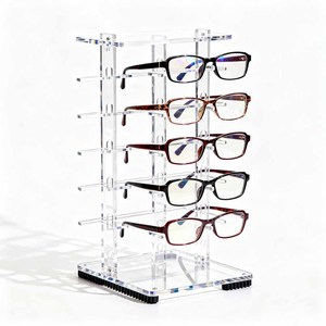 מתלה תצוגה אקרילית מודרנית עם חריץ כרטיס קבוע ללא להחליק 5 שכבות משקפיים עבור חנויות קמעונאיות - Product Image 2