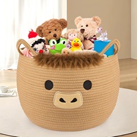 Panier de rangement rond en corde de coton motif petite vache mignonne, organisateur de bureau dessin animé, porte-clés, tri des articles divers, modèle X-151