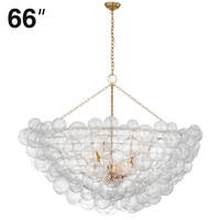 Lustre en verre simple de 66 pouces de largeur pour entrées, salles à manger, salons modernes, forme ronde, boule de verre transparente