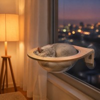 Hamac pour chat en bois à ventouse pour fenêtre, capsule spatiale transparente, lit pour chat à fixer sur fenêtre