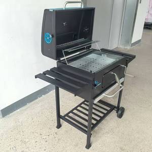 <span class=keywords><strong>Barbecue</strong></span> à charbon de bois en fer <span class=keywords><strong>sur</strong></span> <span class=keywords><strong>mesure</strong></span>, pour l'extérieur, le camping, en métal noir, sans fumée, avec chariot - Product Image 5