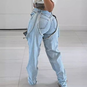 Jeans Elásticos de Moda para Mujer con Cierre y Diseño Irregular Calado - Product Image 1