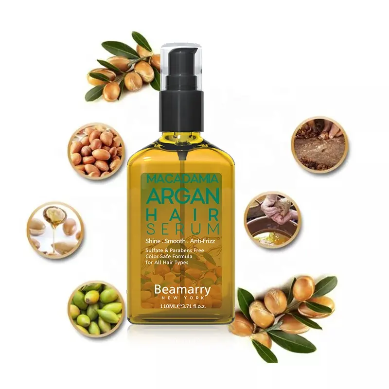 Stokta fas VS Argan uçucu yağ parlaklık pürüzsüz Anti kuru Chebe saç yağı Serum kadınlar için özel etiket