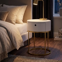 Minimaliste P2 MDF fer lit Table d'appoint stockage cuit au four peinture chambre meubles pour maison appartement salon