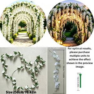 Guirlande de roses artificielles blanches, glycine, 250 cm, décorations de mariage en plastique - Product Image 1
