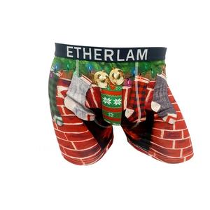 Offre Spéciale de haute qualité sous-vêtements pour hommes personnalisés joyeux noël respirant Spandex Boxer homme slips avec chaussettes de noël imprimées - Product Image 1