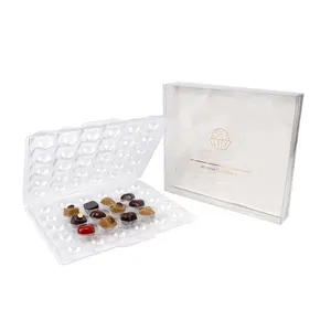 Luxury Custom 30 Chocolate Truffle Sweets Clear Plastic Packaging Gift Boxes With Insert Blister Tray