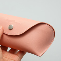 Boîte à lunettes rose de haute qualité avec impression de logo personnalisée, étui de luxe en cuir PU pour lunettes de soleil, pochette souple