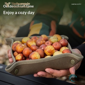 Outdoor folding storage tray thickened Oxford textile camping desktop debris tray portable printable logo storage tray - Product Image 1