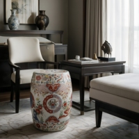 Tabouret Tambour en Porcelaine Multicolore à Motifs Floraux Phénix, Siège de Jardin en Céramique à Médaillon Floral, Décoration Orientale pour Villa, Hôtel, Maison, Vente en Gros