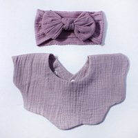 Bavoirs pour bébé en coton 100% écologiques, 6 couches, multicolores, doux, en forme de pétales, avec bandeau pour cheveux