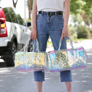 Various Sizes Clear Tote Bag Transparent Pvc Waterproof Pvc Tote Bag Holographic Shopping Bag For Women