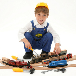 Disfraz de ingeniero de tren para niños, disfraz de estilo vaquero para juego de rol, traje de Halloween para niños - Product Image 2