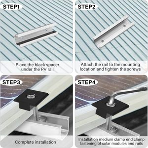 Kit de rails de montage solaire de type U, longueur 120 mm, avec 6 rails et accessoires pour l'installation de panneaux solaires - Product Image 4