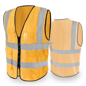 Áo phản quang đỏ cao cấp ANSI Class 2, chất liệu lưới thoáng khí, có băng phản quang, in logo tùy chỉnh, dành cho người lớn làm việc xây dựng - Product Image 4