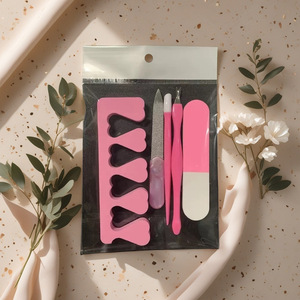 Cross-border free labeling <b>nail</b> art tool <b>set</b>, 5-piece manicure kit, cuticle remover, keratin file, polishing strip, <b>nail</b> - Product Image 1