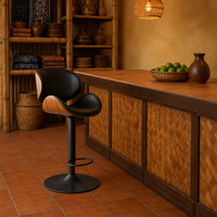 Chaise de bar moderne pivotante, tabouret de comptoir avec siège rembourré, dossier en bois, hauteur réglable pour îlot de cuisine, salle à manger