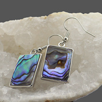 Nouvelle conception créative de bijoux, boucles d'oreilles pendantes en forme de rectangle à rayures en nacre pour femmes