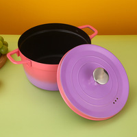 Marmite à soupe en céramique et aluminium à double anse grande capacité, pot émaillé domestique, design universel, idéal comme cadeau