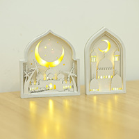 Décoration Murale Islamique Musulmane en Forme d'Arche, Lune et Étoile, Décoration de Table et de Bureau pour Fêtes, Eid Mubarak Ramadan, en Bois MDF avec Lumière LED, Logo Personnalisé, Vente en Gros