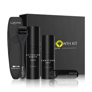 Atacado Logotipo Personalizado 4pcs Gift Set Kit Witg Derma Roller Cuidados Com o Crescimento da Barba Dos Homens