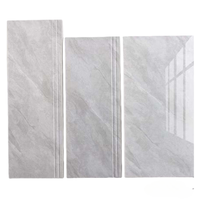 Marchepied en céramique marbrée gris beige de 1200 mm, finition brillante, nez de marche antidérapant pour escalier intérieur moderne de luxe
