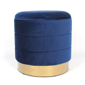 HStex Design moderno di alta qualità rotondo panno di stoccaggio poggiapiedi ottomano impero velluto oro Base in metallo - Product Image 4