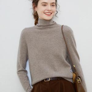 Pull à col roulé en laine <span class=keywords><strong>mérinos</strong></span> Pure pour <span class=keywords><strong>femme</strong></span>, nouveau Design, automne hiver 100% - Product Image 1