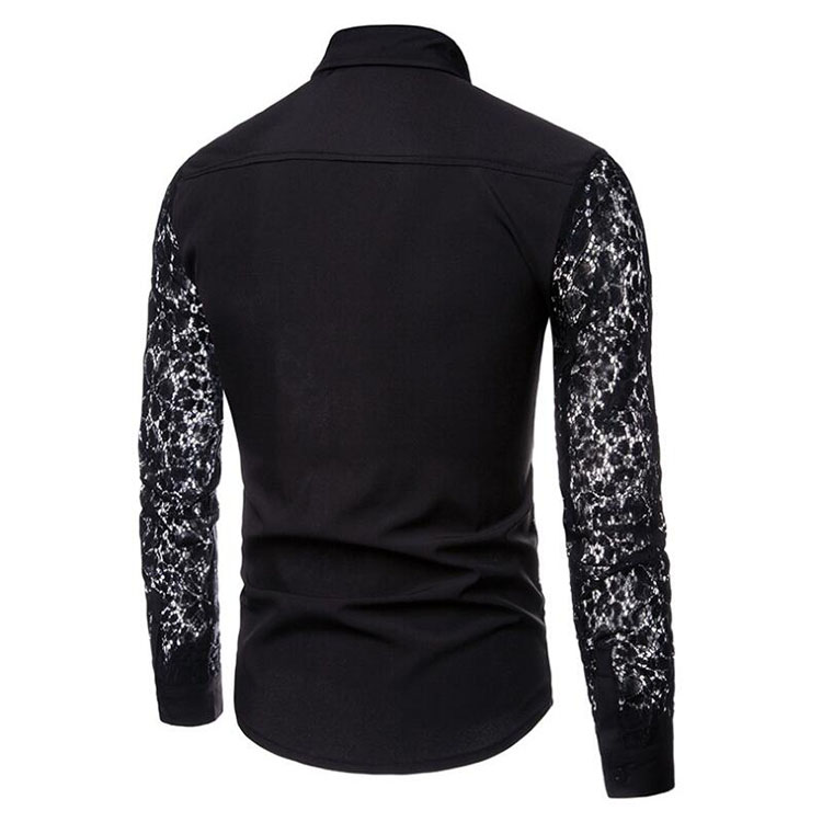 Hot Sale Black Lace Shirt for Men - Slim Fit Long Sleeve Dress Shirt for Nightclub Prom Summer 2022 Style Hot Sale Black Lace Shirt for Men - Slim Fit Long Sleeve Dress Shirt for Nightclub Prom Summer 2022 Style