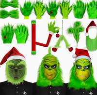 Disfraz de Grinch con Pelo Verde Personalizado, Decoración Navideña para Transmisiones en Vivo, Accesorios Divertidos para Fiestas