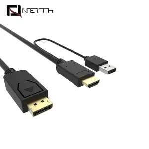 Kabel HD MI 1.4 Ke DisplayPort 1.2 Mendukung 4K 60Hz Kabel Konverter Video Pria dengan Audio